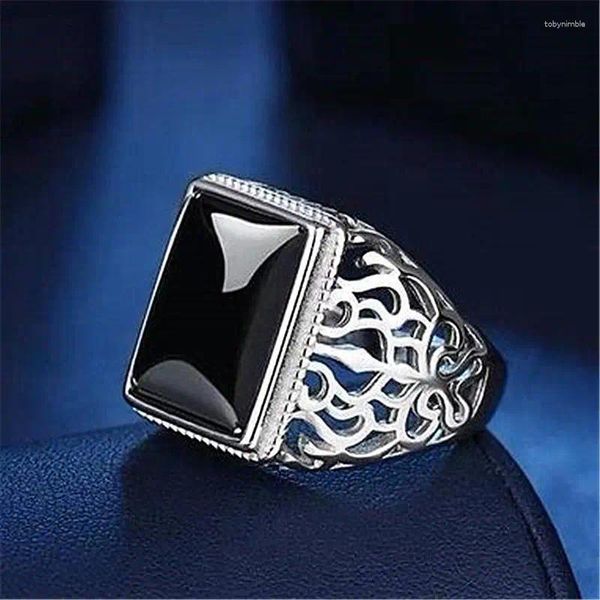 Anillos de racimo 2023 Anillo de plata de moda 925 para hombres joyería fresca flor hueca masculina dedo accesorio de boda con piedras