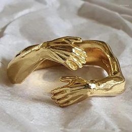 Cluster Ringen 2023 Vintage Liefde Knuffelen Handen Open Voor Vrouwen/Mannen Sieraden Accessoires Engagement Wedding Band Liefhebbers Verjaardagscadeau