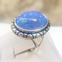 Cluster Anneaux 2023 Blanc Blue Rose Opal Ring pour les femmes Silve 925 Vintage Design 11 17 mm Gemstone Party Engagement Gift Bijoux en gros