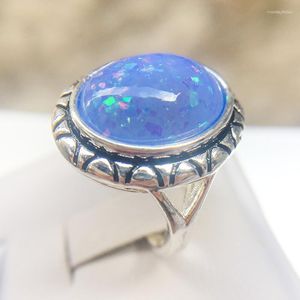 Cluster Ringen 2023 Wit Blauw Roze Opaal Ring Voor Vrouwen Silve 925 Vintage Design 11 17mm Gemstone Party Engagement gift Sieraden Groothandel