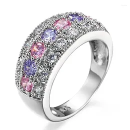 Cluster Ringen 2024 Anel Feminin CZ Kristal Voor Vrouwen Bruiloft 925 Sterling Zilveren Sieraden Grote Vinger Ring JZ5 Anillos Mujer
