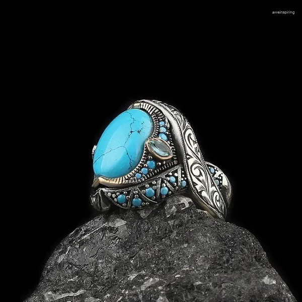 Anillos de racimo 2024 Cobre Ámbar Piedra preciosa Personalidad Alta Joyería Turquía Moda Lujo Boda de gama alta