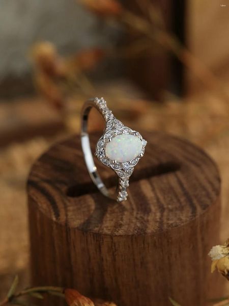 Cluster Anneaux 2024 European et Américain S925 SERRING SIRGE NATURAL Micro Diamond Diamond Ring Fashion Volyme pour les femmes