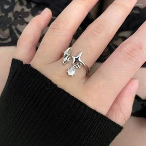 Cluster Ringen 2024 Mode Dames Ring Inzet Witte Zirkoon Ster Wijsvinger Verstelbare Voor Vrouwen Meisjes Sieraden