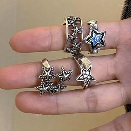 Bagues de cluster 2024 Gothic Unisex Star Ring Set Punk Grunge Cross Femme Homme Bijoux Hip Hop Party Street Accessoires Cadeau