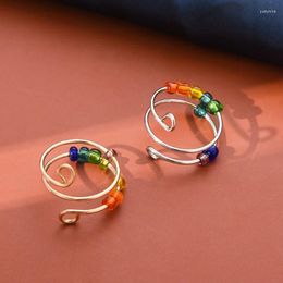 Anillos de racimo 2024 Esmalte multicolor libre espiral Fidget Ansiedad Acero inoxidable Ajustable Anti Estrés Alivio Anillo Joyería para mujeres