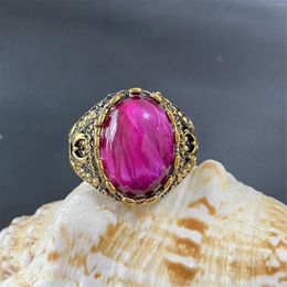 Bagues de cluster 2024 Natural Rose Opal Bague électroplaquée européenne et américaine rétro cour style mode bijoux de luxe