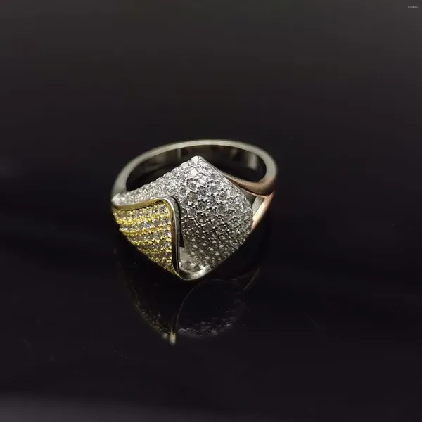 Cluster Anneaux 2024 NWE S925 Silver Fashion Micro Micro Set Zircon Ring avec séparation des couleurs plaquées or pour hommes et femmes bijoux