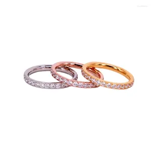 Cluster Ringen 2024 Rose Goud Kleuren AAA Zirconia Voor Vrouw Man Bruiloft Rvs Valentijn Cadeau Niet Vervagen Sieraden R211