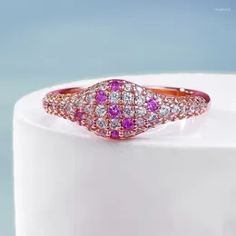 Clusterringen 2024 S925 Zilver Rood Korund Roze Diamanten Ring Voor Meisjes Lente/Zomer Prachtige Mode Veelzijdig Klein En