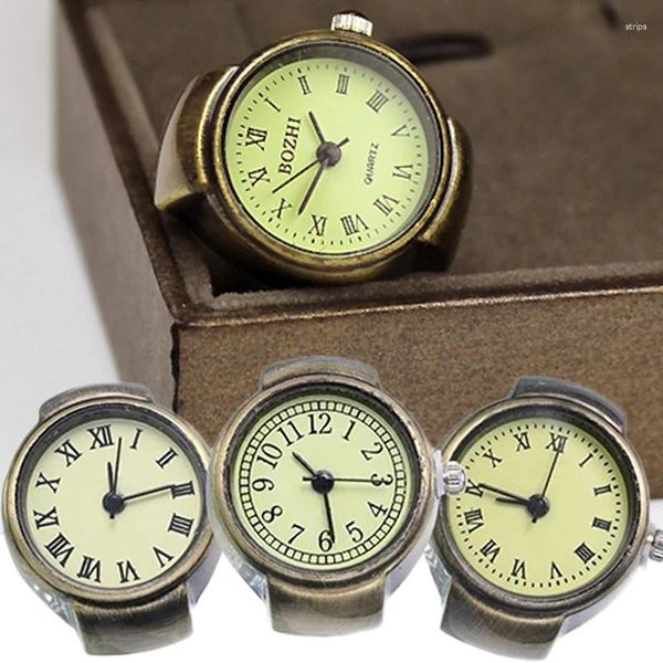 Cluster Anneaux 2024 Vintage Ring Watch Stretch Quartz Bronze Finger Roman Numeric Watches Bijoux Unisexe Horloge Cadeaux pour Lover Wholesale