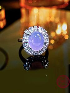 BAGNES CLUSTER 2024 VIOLET JADE MEDAL PIGEON OUG 925 STERLING Silver Ring Ensemble avec diamants à haute teneur en carbone pour assortir les bijoux de mariage au visage