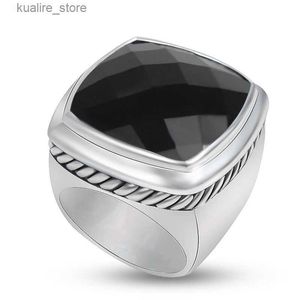 Clusterringen 20 mm kussen gesneden zwarte kubieke zirkonia statement ring unisex twisted design cocktail bruiloft feest sieraden voor vrouwen l240402