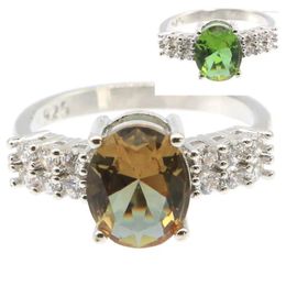 Clusterringen 20x10mm Sterk aanbevolen Zultanite kleur veranderende Alexandrite Topaas Emerald Ruby Sapphire Mystic CZ zilveren ring