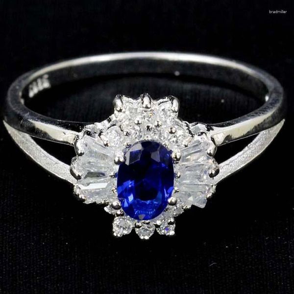 Bagues en grappe 20x11mm Jazaz magnifique 2.4g véritable saphir bleu sang rubis violet tanzanite CZ 925 bague en argent massif