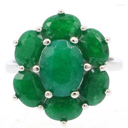Clusterringen 20x17mm Shecrown Real Green Emerald Red Ruby 925 Sterling Silver Ring voor vrouwen Flace Fine Jewelry Daily Wear