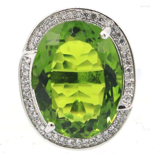 Anillos de racimo 25x20 mm Corte princesa Rosa morganita Topacio místico Suizo Azul Aguamarina Verde Peridoto CZ Anillo de plata