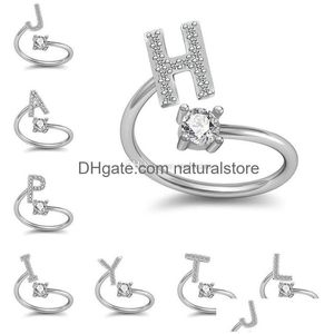Cluster Rings 26 A-Z Anglais Lettre Anneau Cristal Initial Ouvert Diamant Femmes Mode Bijoux Will Et Sandy Drop Livraison Dh7Lx