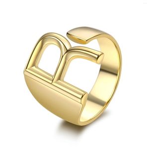 Clusterringen 26 Engelse letters 925 Silver Ring Joint Fashion Persoonlijkheid Retro Index Finger Opening 18K Gold