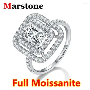 Cluster Ringen 2CT Volledige Moissanite Diamond Radiant Ring S925 Verzilverd 18K Goud Fijne Jewerly Bruiloft Voor Vrouwen