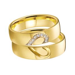 Cluster ringen 2 stks kubiek zirkon liefde hart paar ring huwelijk gouden voorstel beloof bruiloft verlovingsringen sets voor mannen en vrouwen G230228 G230307