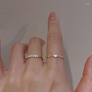 Cluster Ringen 2 Stuks Elegant Weave Crystal Hartvormige Leuke Wedding Band Voor Vrouwen Goud Kleur Engagement Vrouwelijke Party Ring gift Jewerly