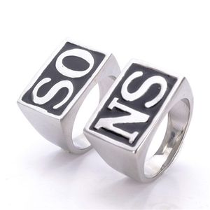 Clusterringen 2pcspair roestvrijstalen vaste ring dus NS Men Biker Punk Style Rings Maat 714 220922