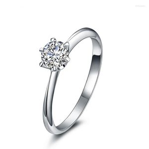 Clusterringen 3,5 mm 0,15 Echte natuurlijke diamant verlovingsring voor vrouwen 14k witgouden 6-prongten setting