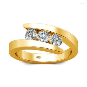 Anillos de racimo 3 anillo de moissanita de piedra con certificado para mujeres joyería de compromiso plata esterlina 925 pase prueba de diamante boda