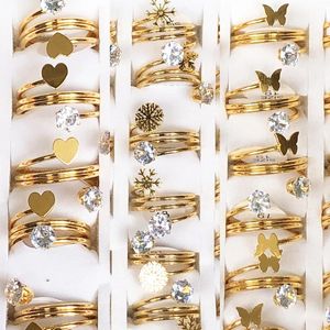 Cluster anneaux 30pcs / lot coeur fashion Butterfly de flocon de neige avec hanche en acier inoxydable spirale Gold de bijoux de bijoux pour femmes