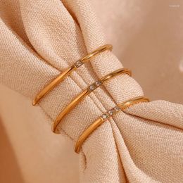 Cluster Ringen 316 Roestvrij Staal Eenvoudige Micro-set Zirkoon Fijne Ring Voor Vrouwen Waterdichte Dweatproof Niet-vervagende Sieraden groothandel