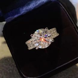 Clusterringen 3CT 5CT Moissanite Diamond Luxe vrouwen Ring Briljant Cut D Color VVS S925 Silver Paren Betrokkenheid Bruid Marry Hoge sieraden