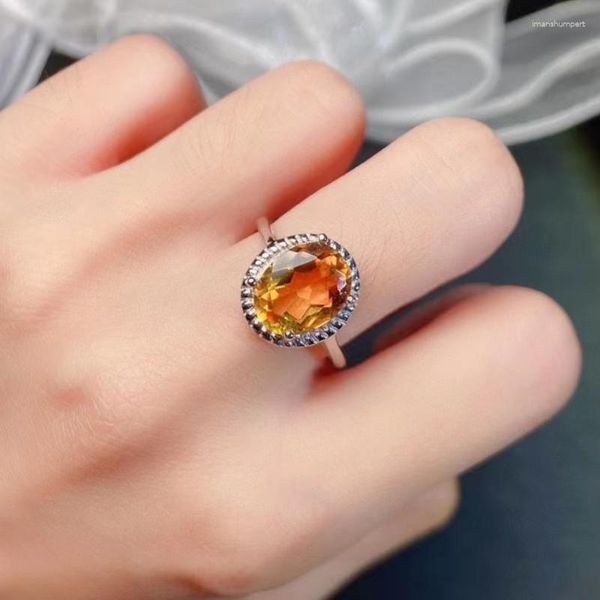 Bagues de cluster 3ct 8mm 10mm Bague Citrine naturelle VVS Grade 925 Argent pour un usage quotidien Bijoux plaqué or 18 carats