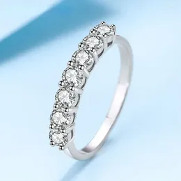 Cluster-Ringe, 3 mm, 7 natürliche Moissan-Diamanten, getestet von Diamonds, Damen-Jubiläum, Cocktail-Party, Hochzeit, hochwertiger Schmuck