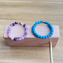 Anillos de racimo 3 mm Sección irregular Cuenta de piedra natural para mujeres 2024 Diseño Hecho a mano Joyería de mano elástica Anillo de declaración de boda