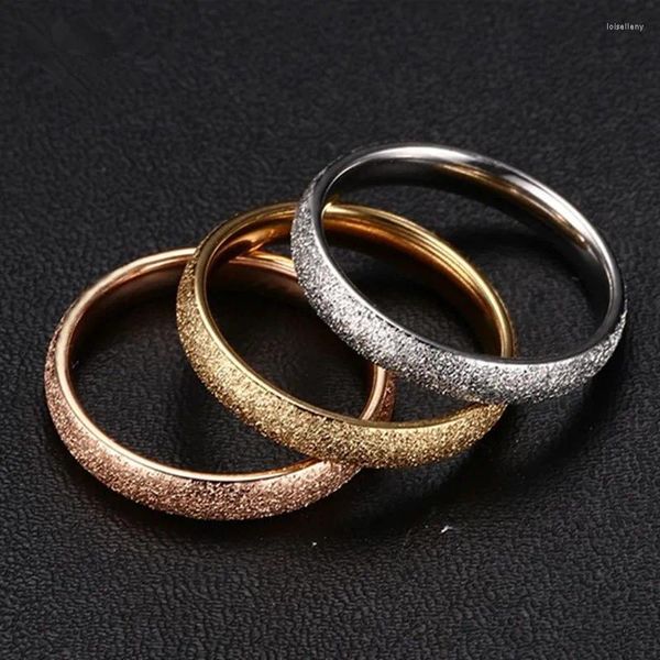 Anillos de racimo de 3 mm de ancho, tres colores, anillo de boda para mujer, color dorado, acero inoxidable, compromiso esmerilado, joyería femenina R191G