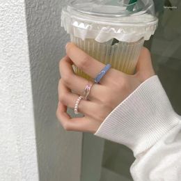 Cluster Anelli 3 pz/set Set di anelli in acrilico per donna Corea moda sistema di colore chiaro resina in rilievo elastico ragazze gioielli con dita 2023 estate