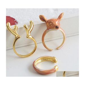 Clusterringen 3 stks/set aankomst verstelbare schattige eekhoornring Taly Animal Email Women Sieraden Anillos Bijoux Drop levering Dhigb