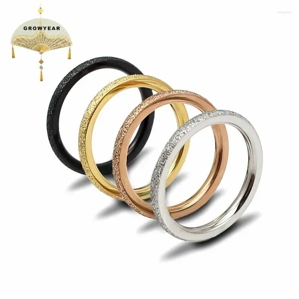 Cluster Anneaux 4 Color Scrubing Gold Ring Men et Femme en acier inoxydable Round Polissing 2024 Bijoux Trenday Size 6 7 8 9Silver Rose