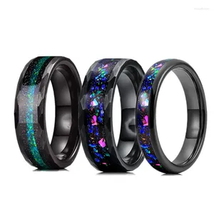 Cluster ringen 4mm 8mm wolfraamcarbide ring Galaxy veelzijdige rand blauwe opaal inlay heren vrouwen trouwringen