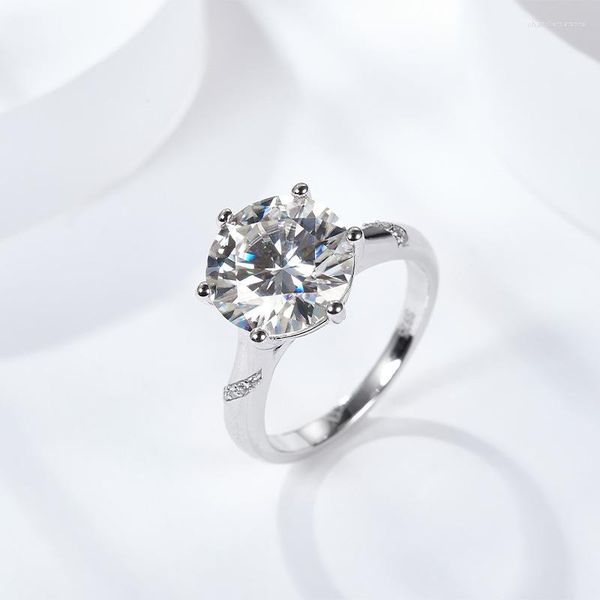 Anillos de racimo 5.0ct MOISSANITE Ring Women 18k Gold White Gold Lab Diamond Sterling Silver Boda Regalos de cumpleaños