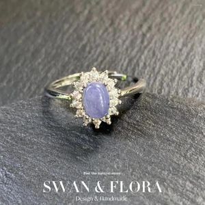 Anneaux de cluster 5 3mm Naturel Tanzanite Bague Réglable Femelle Bijoux Pour Femmes Cadeau En Gros De Haute Qualité Vintage Fine