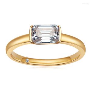 Bagues de grappe 5 7mm 1cttw D Color Lab créé diamant taille émeraude Moissanite bague de fiançailles