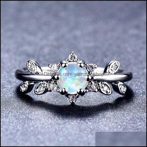 Clusterringen 5 pc's Lot Moeder Gift fl Blue Fire Opal Gems 925 Sterling Sier For Women Ring Russia American Weddings Sieraden 92 Q2 D Dhadx