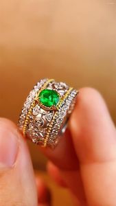 Clusterringen 5053 GUILD Solid 18K Gold Nature Green Emerald 0.41ct Voor Dames Verjaardagscadeautjes Fijne sieraden