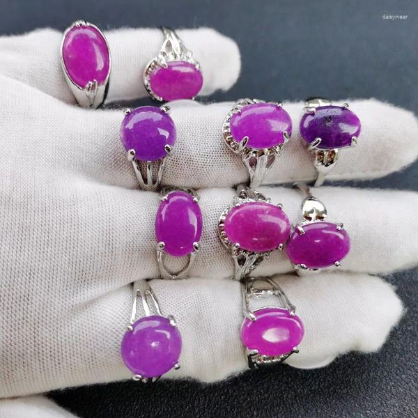 Anillos de racimo 50 unids piedra natural forma ovalada anillo de dedo para mujeres cuarzo púrpura ojo de tigre ópalo joyería de fiesta