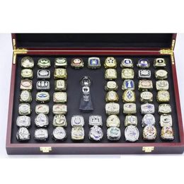 Clusterringen 55st 1966 tot American Football Team Champions Championship Ring Set met houten displaydoos Trofee Souvenir Mannen Fan g Dhbup