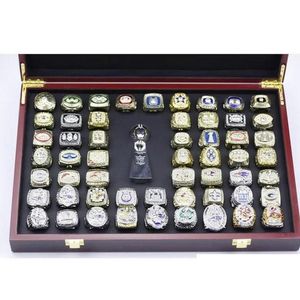 Clusterringen 55 stuks 1966 tot American Football Team Champions Championship Ring Set met houten displaydoos Trofee Souvenir Mannen Fan G Dhbup