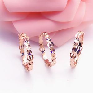 Cluster Rings 585 Purple Gold 14k Rose Hollow Design Flower Piece Ring Ladies Opening Style japonais et coréen Glamour Marry Jewelry