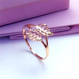 Clusterringen 585 Purple Gold 14k Rose glanzend gebladerte voor vrouwen openen verse mode voortreffelijk vakmanschap charme sieraden